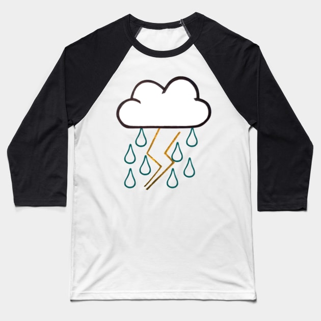 Colored Rainy and Stormy Cloud Design (Turquoise Blue) Baseball T-Shirt by thcreations1